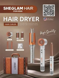 پک سشوار چندکاره شیگلم با فر مو مدل Dyson Design با موتور BLDC